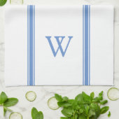Monogram Blue Stripe Persoonlijke keukenhanddoek (Gevouwen)
