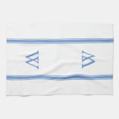 Monogram Blue Stripe Persoonlijke keukenhanddoek (Horizontaal)