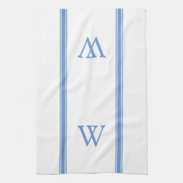 Monogram Blue Stripe Persoonlijke keukenhanddoek