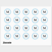 Monogram Blue Stripe Preppy Ronde Sticker (Vel)