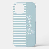 MONOGRAM BLUE STRIPED iPHONE CASE (Achterkant)