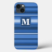 Monogram blue stripes Case-Mate iPhone case (Achterkant)