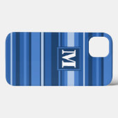 Monogram blue stripes Case-Mate iPhone case (Achterkant (horizontaal))