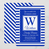 Monogram Blue Stripes Summer Family Reunion Kaart (Voorkant / Achterkant)