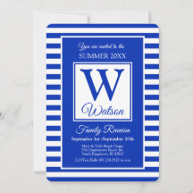 Monogram Blue Stripes Summer Family Reunion
