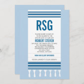 Monogram Blue Tallit Bar Mitzvah Kaart (Voorkant / Achterkant)