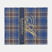 Monogram Blue Tartan Passen getrouwd Weddenschap Fleece Deken (Voorkant (Horizontaal))