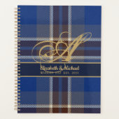 Monogram Blue Tartan Passen getrouwd Weddenschap Planner (Voorkant)