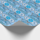 Monogram Blue Tennis Sport Design Cadeaupapier (Hoek)