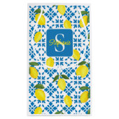 Monogram Blue Tile French Country Lemon Pattern Klein Cadeauzakje (Achterkant)