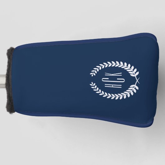 Monogram Blue Tones Laurel Wreath Golfheadcover (Voorkant)