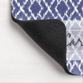 Monogram Blue Tribal Print Ikat Diamond Patroon Muismat (Hoek)