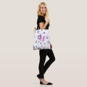 Monogram Blue Waterverf Flower Pattern Tote Bag (Op model)
