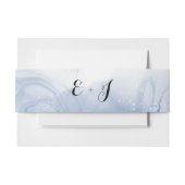 Monogram Blue Waterverf Wedding Invite Belly Band Uitnodigingen Wikkel (Voorkant Voorbeeld)