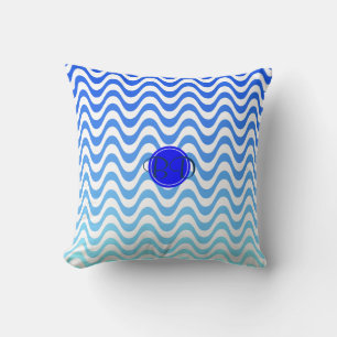 Monogram Blue Wave Patroon Kussen