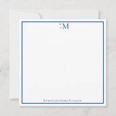Monogram Blue White Couple Wedding Elegant Notitiekaartje (Voorkant)