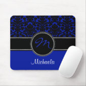 Monogram Blue White Damask Mousepad Muismat (Met muis)