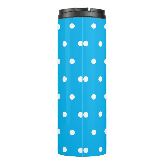 Monogram Blue White Polka Dots Thermosbeker (Achterkant)