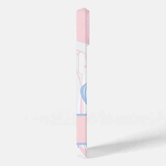 Monogram Blue White Roze marmer Swirl Case-Mate iPhone Case (Achterkant / Rechts)