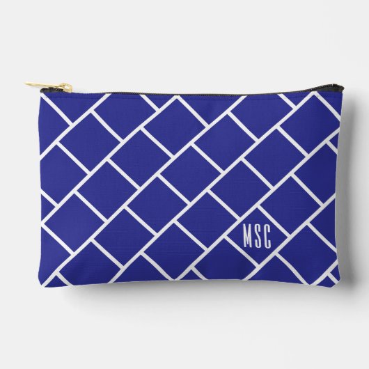 Monogram, Blue & White Stylish Trellis Pattern Etui (Voorkant)
