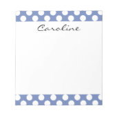 Monogram Blue White Trendy Fun Polka Dot Pattern Notitieblok (Voorkant)