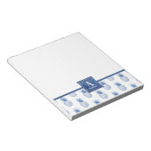 Monogram Blue White Waterverf Pineappel Notitieblok (Schuin)
