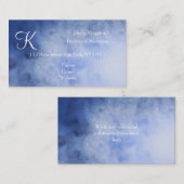 Monogram Blue White Waterverf Trendy Visitekaartje (Voorkant / Achterkant)