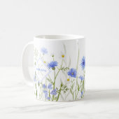 Monogram Blue Wild Flower Personalized Koffiemok (Voorkant links)