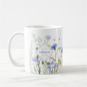 Monogram Blue Wild Flower Personalized Koffiemok (Links)