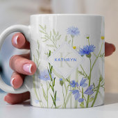 Monogram Blue Wild Flower Personalized Koffiemok