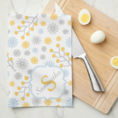 Monogram Blue Yellow & Grey Kitchen Towel 16x24 Theedoek (Quarter Fold)
