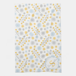 Monogram Blue Yellow & Grey Kitchen Towel 16x24 Theedoek