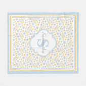 Monogram Blue Yellow & Grey Modern Fleece Blanket Deken (Voorkant (Horizontaal))