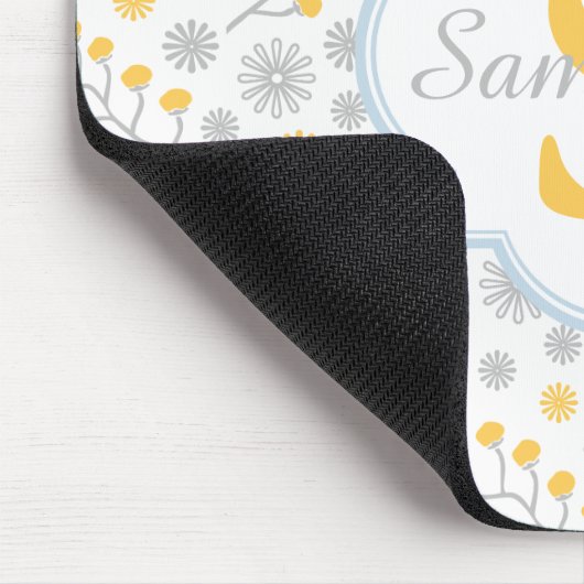 Monogram Blue Yellow & Grey Pattern Mousepad Muismat (Hoek)