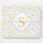 Monogram Blue Yellow & Grey Pattern Mousepad Muismat (Voorkant)