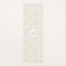 Monogram Blue Yellow Grey Scandinavian Pattern Yogamat