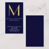 Monogram Blue Yellow Modern Simple Visitekaartje (Voorkant / Achterkant)