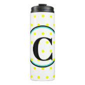 Monogram Blue Yellow Polka Dots Thermosbeker (Voorkant)
