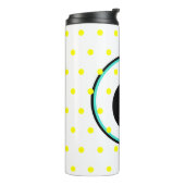 Monogram Blue Yellow Polka Dots Thermosbeker (Gedraaid links)
