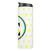 Monogram Blue Yellow Polka Dots Thermosbeker (Geroteerd rechts)