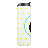 Monogram Blue Yellow Polka Dots Thermosbeker (Gedraaid links)