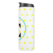 Monogram Blue Yellow Polka Dots Thermosbeker (Geroteerd rechts)