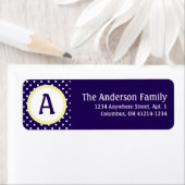 Monogram Blue Yellow White Polka Dot Address Label (Insitu)