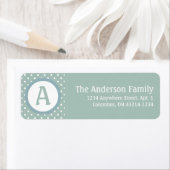 Monogram BlueGreen White Polka Dot Address Label (Insitu)