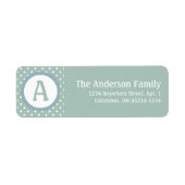 Monogram BlueGreen White Polka Dot Address Label (Voorkant)
