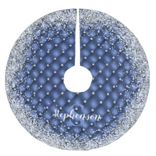 Monogram BlueTufted Diamond Silver Glitter Kerstboom Rok