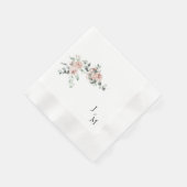 Monogram Blush Bloemen Bruiloft Gecomineerd Servet (Hoek)