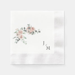 Monogram Blush Bloemen Bruiloft Gecomineerd Servet