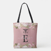 Monogram Blush Bloemstuk Geregistreerd Verpleegste Tote Bag (Achterkant)