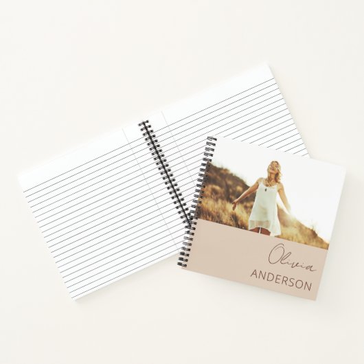 Monogram Blush Boho Modern Minimalistisch Vrouweli Notitieboek (Binnen)